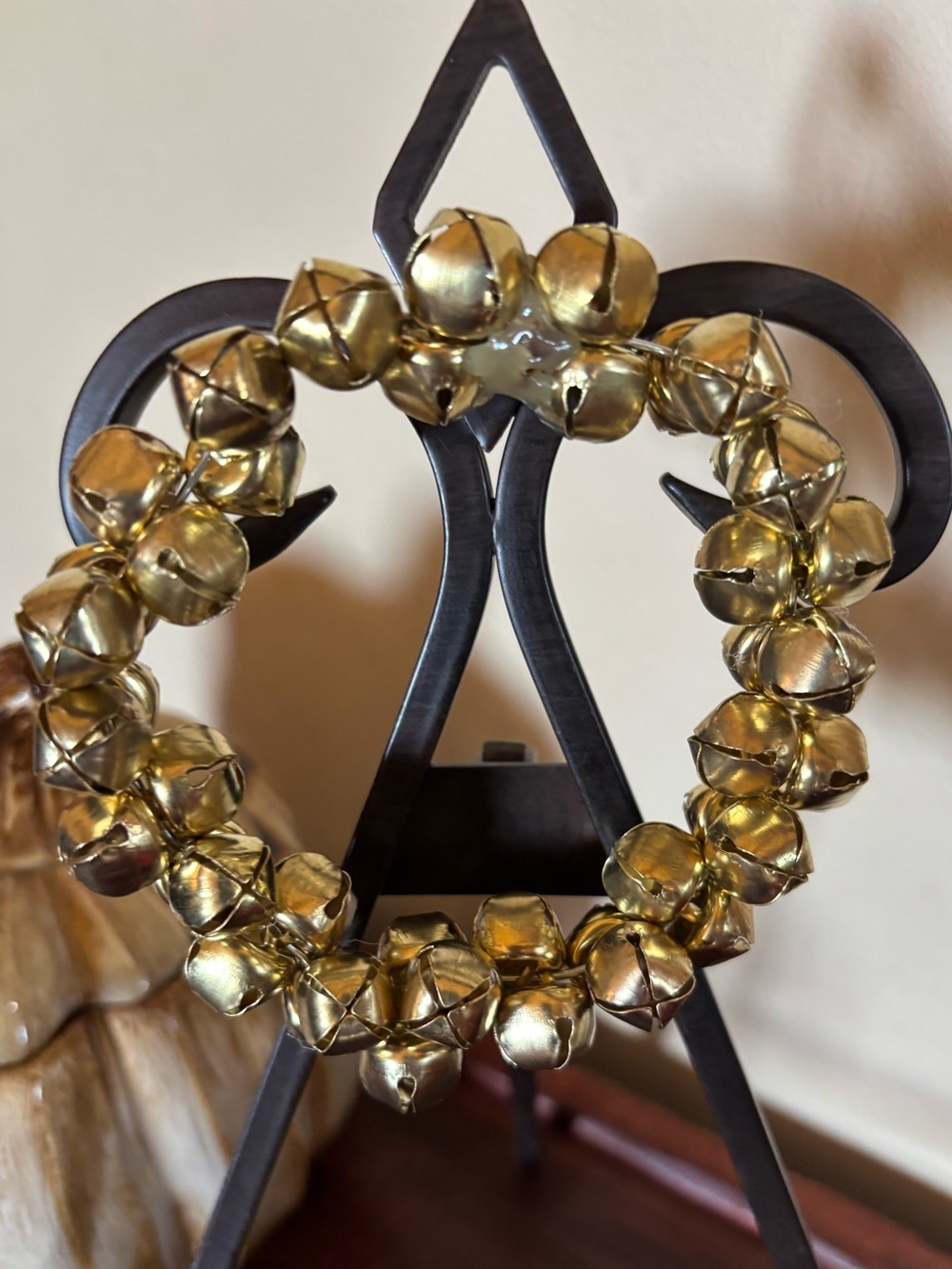 Gold Jingle Bell Miniature Wreath Pick - Picture 2 of 4